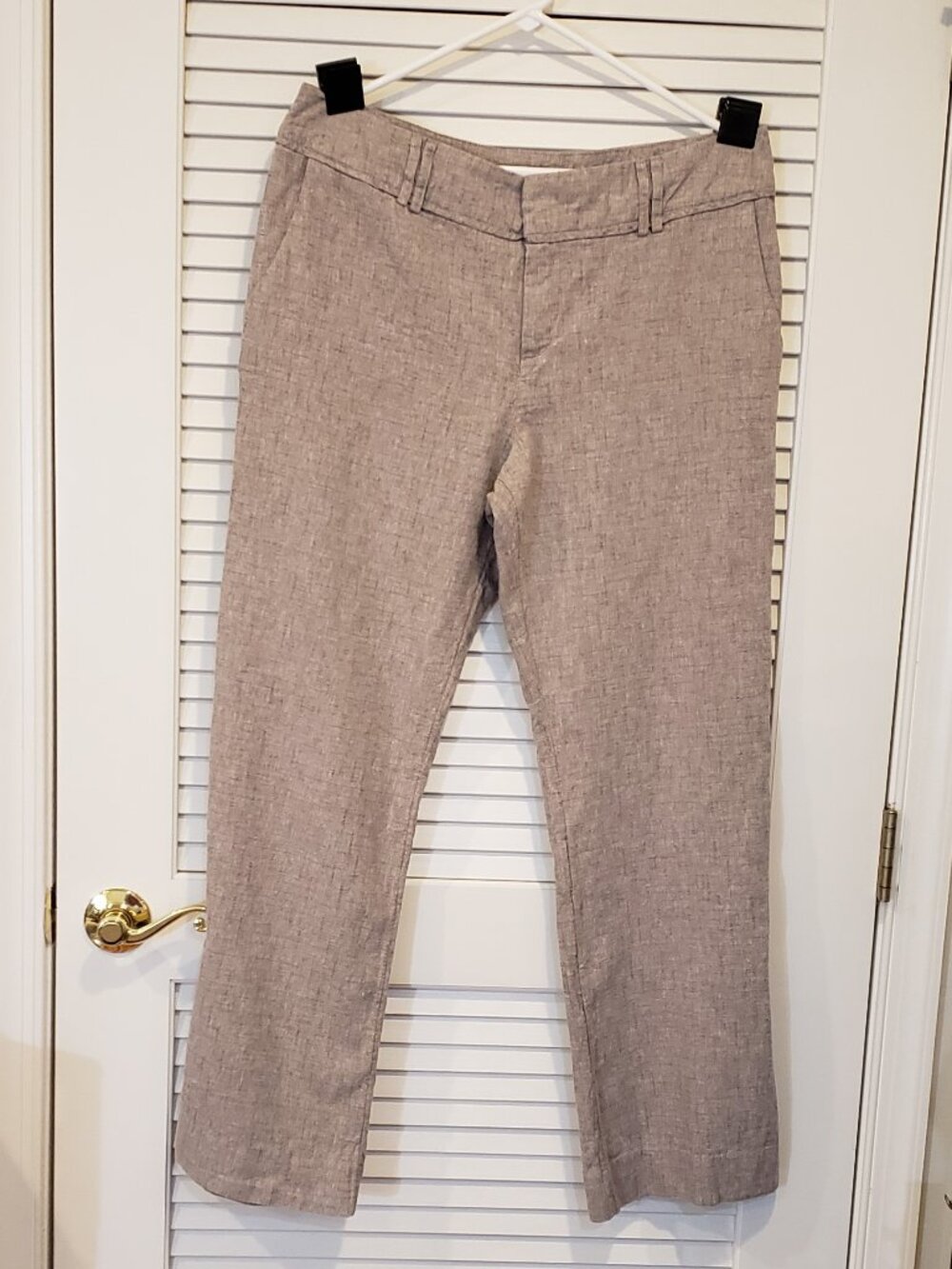 Merona Women's Linen/Cotton brown mid rise, straight leg trousers pants Size 14